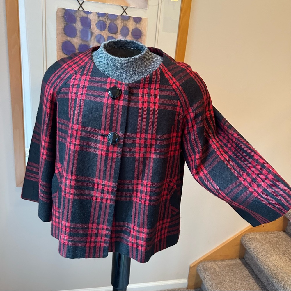 Larry Levine Plaid Jacket Shawl Wrap 16/XL